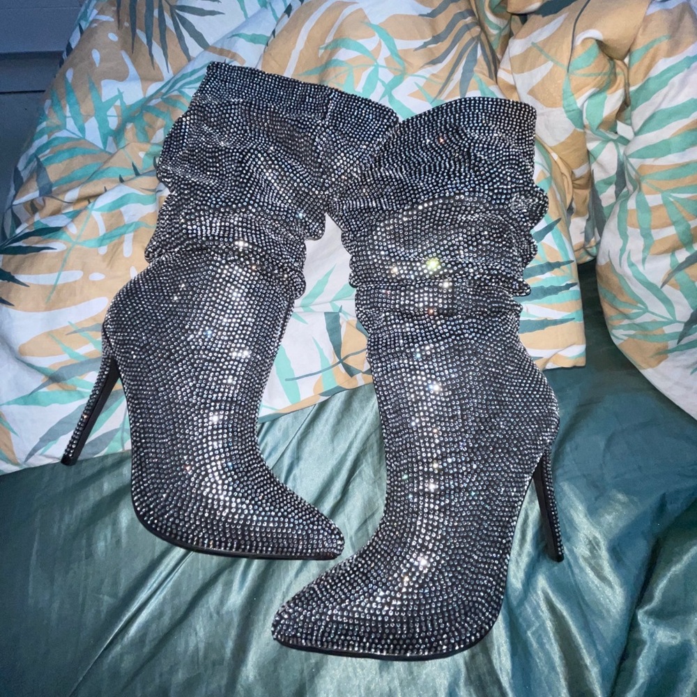 Diamond Embellished Heeled Boot